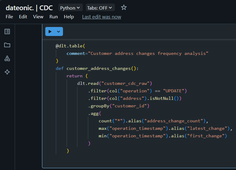 Change Data Capture in Databricks Delta Live Tables - dateonic.
